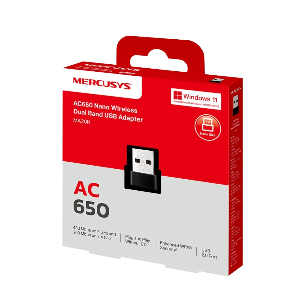 Mercusys MA20N V1.0, AC650 Nano Wireless Dual Band USB Adapter Slika 3