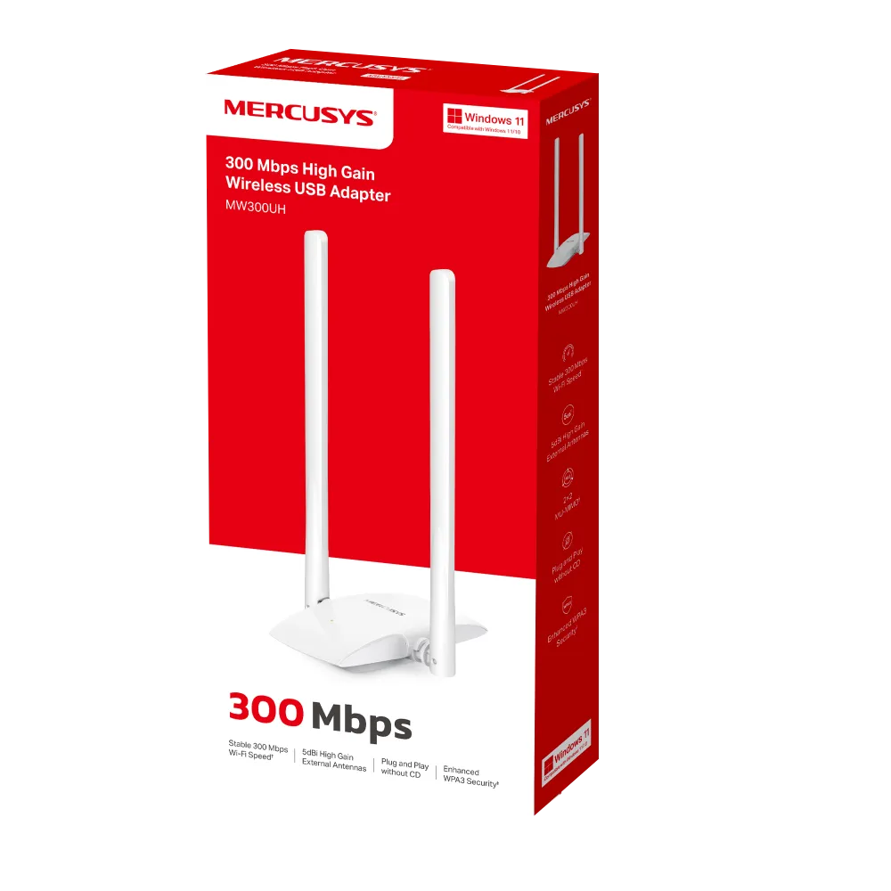 Mercusys MW300UH V2.0, 300Mbps High Gain Wireless USB Adapter, 2 x 5dbi antena Slika 3