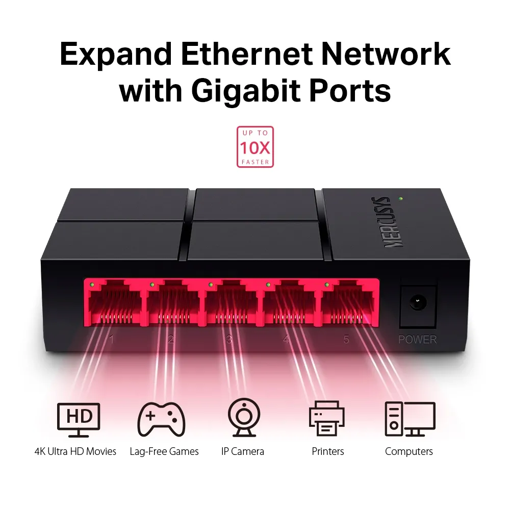 Mercusys MS105G V2.3, 5-Port 10/100/1000 Mbps Desktop Switch Slika 4