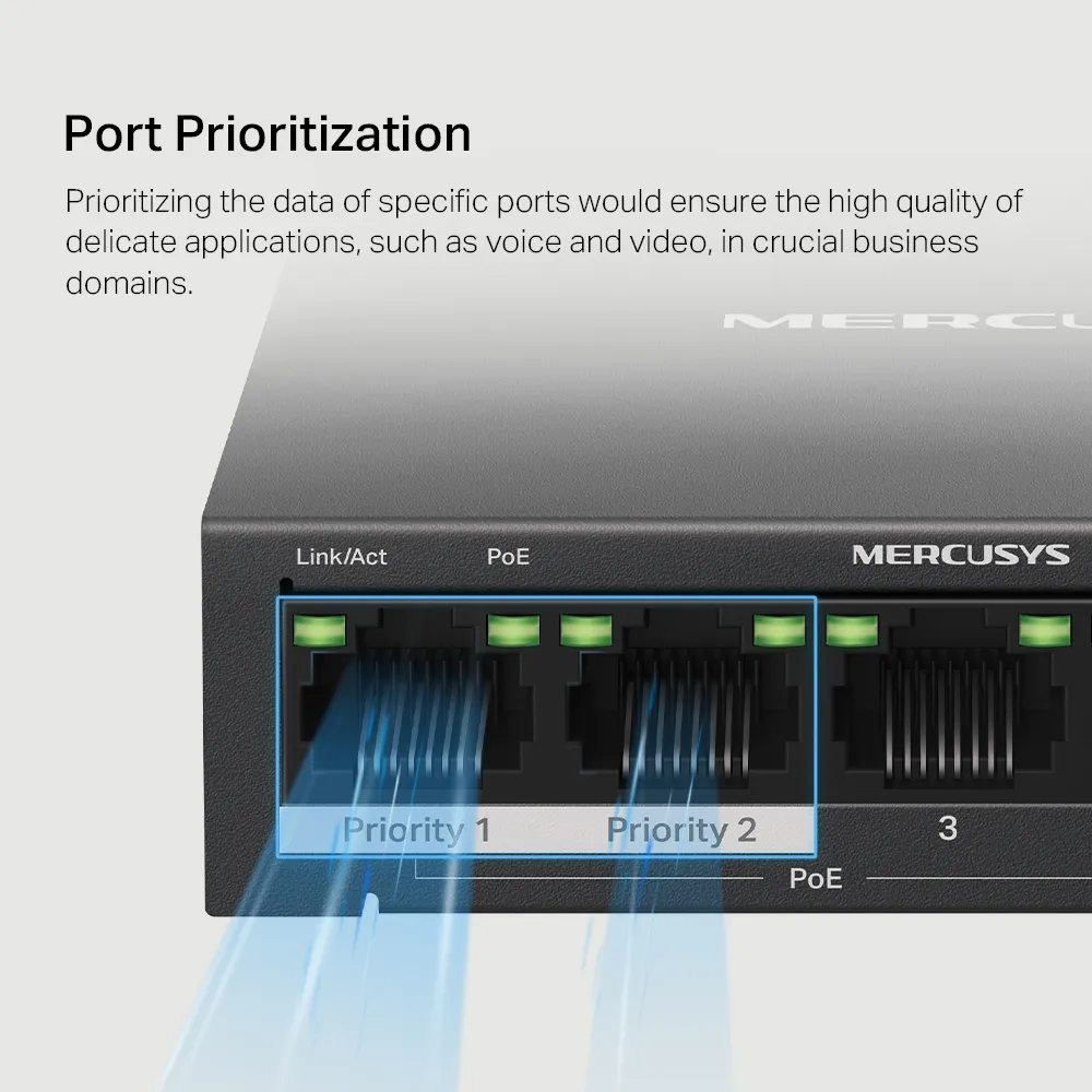 Mercusys MS105GP V3.0, 5-Port PoE Gigabit Desktop Switch with 4-Port PoE+ 65W Slika 8