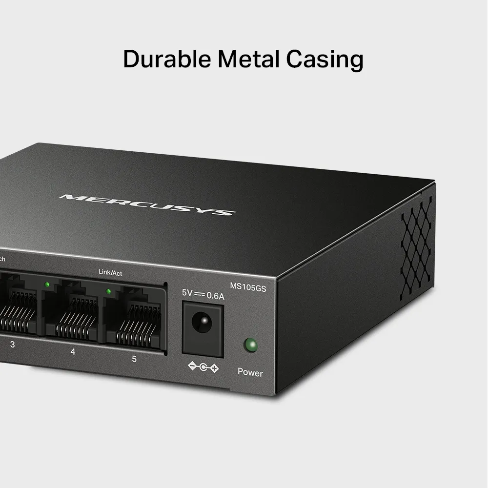 Mercusys MS105GS V2.0 5-Port Gigabit Desktop Switch Metal Housing Slika 4