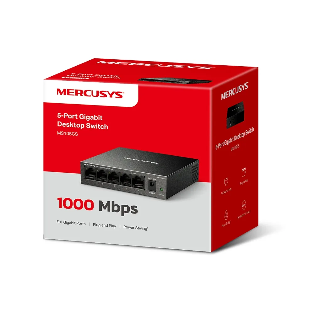 Mercusys MS105GS V2.0 5-Port Gigabit Desktop Switch Metal Housing Slika 5