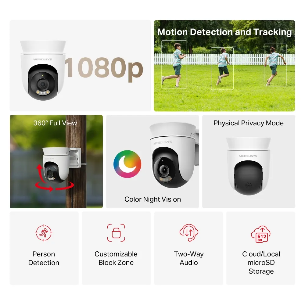 Mercusys MC500 V1.0 Outdoor Pan/Tilt Security Wi-Fi Camera Slika 3