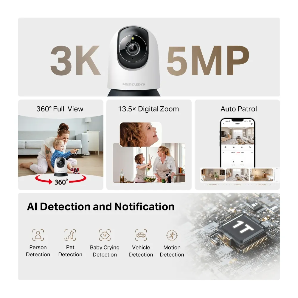 Mercusys MC230 V1.0, Pan/Tilt Home Security Wi-Fi AI Camera Slika 7