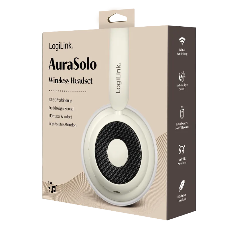 Logilink slušalice AuraSolo, BT 6.0, bež Slika 5