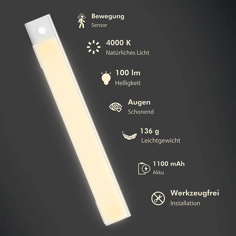 Logilink LED svetiljka sa senzorom pokreta, ugradno, ultra tanko, 30cm, bela Slika 4