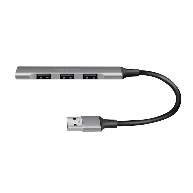 Logilink HUB 3.0, 4 x USB-A, ultra slim, aluminimum, siva Slika 3