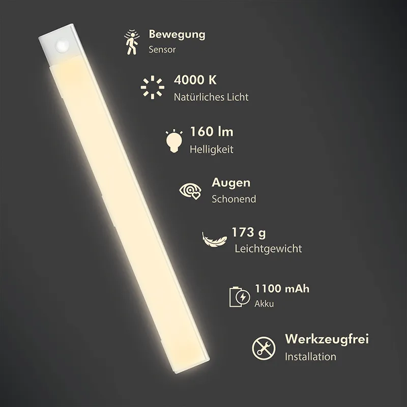 Logilink LED svetiljka sa senzorom pokreta, ugradno, ultra tanko, 40cm, bela Slika 6
