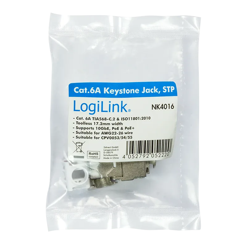 Logilink Keystone modul, Cat6A, STP, 17.2mm, 22-26 AWG, toolless, srebrna Slika 5