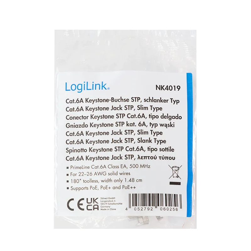 Logilink Keystone modul, Cat6A, STP, 14.5mm, 22-26 AWG, toolless, srebrna Slika 8