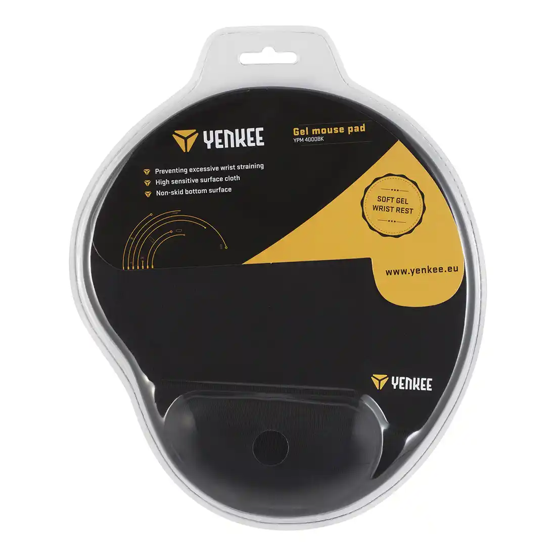 Podloga za miš ergonomska Yenkee YPM 4000BK Gel crna Slika 3