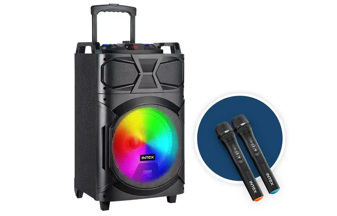 Karaoke zvučnik Intex T-350 TUFB (Dual) v5.1 Trolley FM/Aux/HDMI/USB/BT 5.1/2 x mic/ Daljinski 60W Slika 2