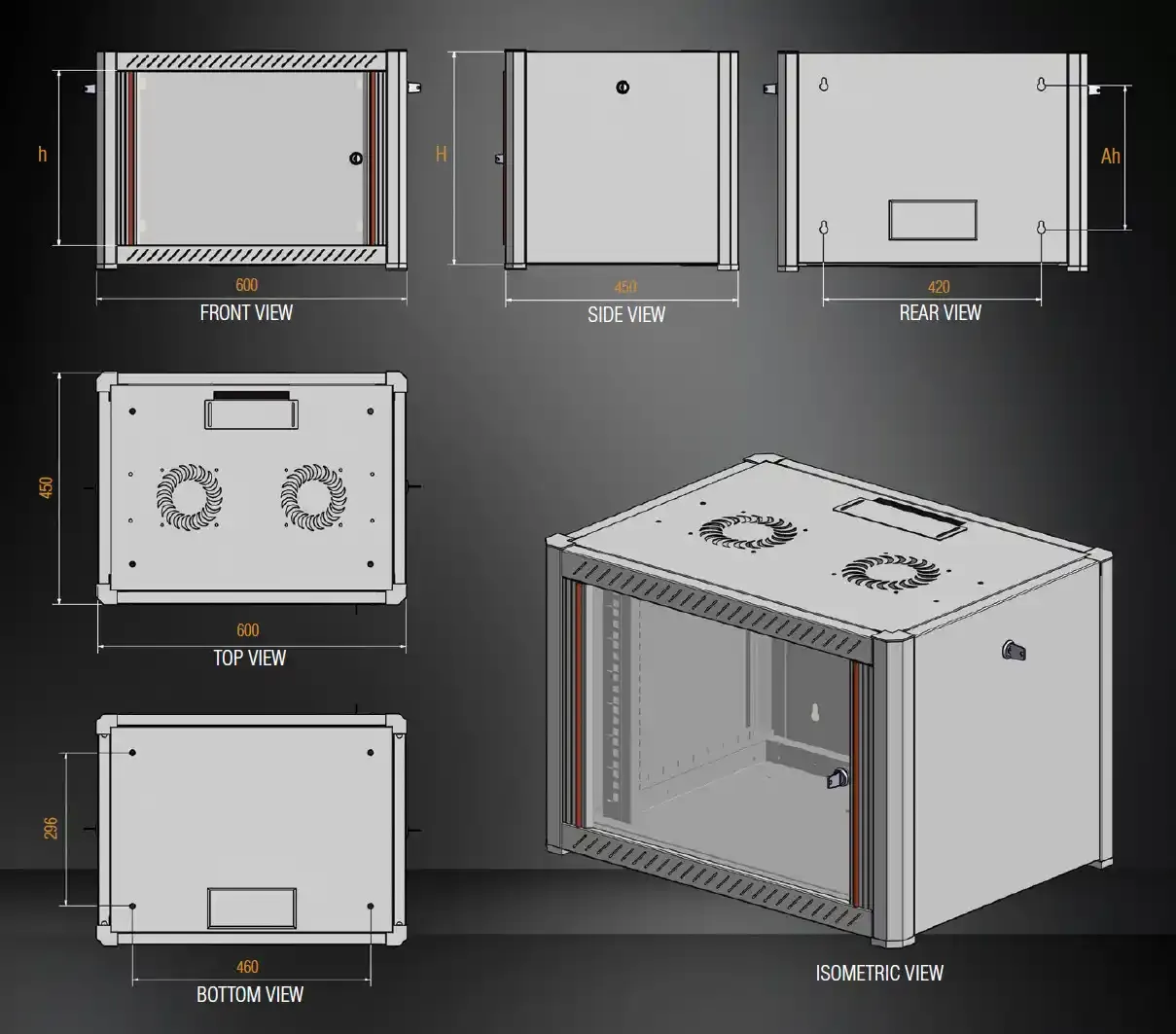 7U/19 rek orman nazidni Mirsan WTN07U45MN 600mm x 450mm x 423mm Crni Slika 2