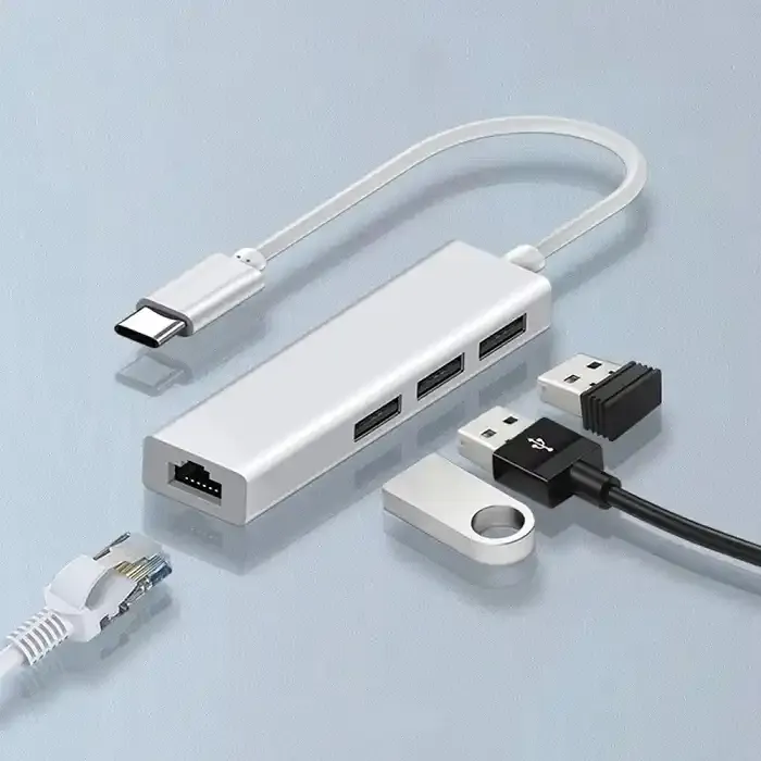 Adapter konverter Tip C -RJ45 100mb/2xUSB 2.0/1xUSB 3.0 Kettz Slika 1