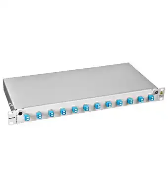 FO Splicebox 19 inča sa 4 LC singlemode duplex adapter Schrack HSELS08SLG RAL7035, PREMIUM Slika 1