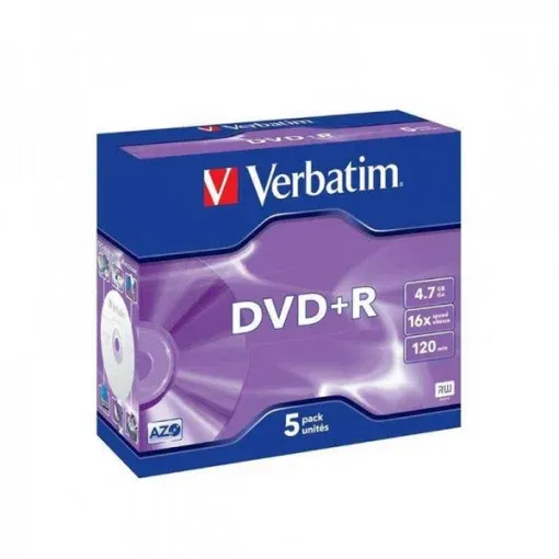 VERBATIM DVD+R 4.7GB 16X 43497 JAWEL CASE AZO MATT SILVER 1/5 Slika 1