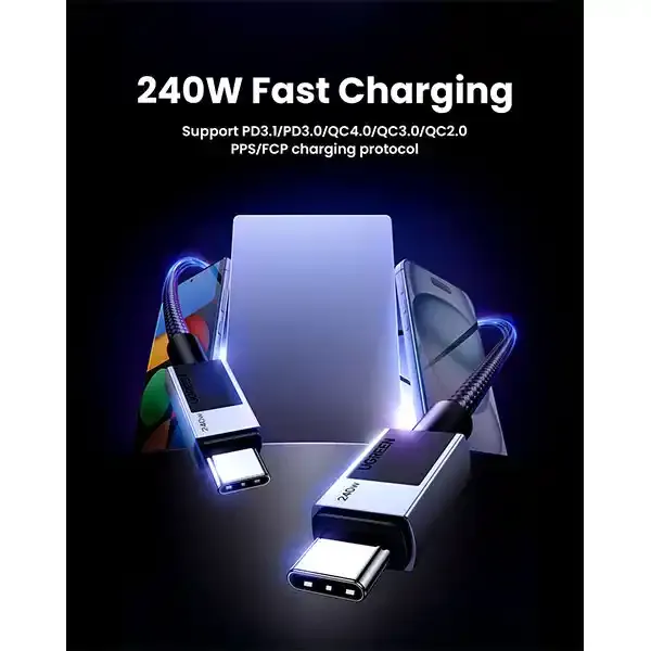 Kabl USB Tip C-Tip C Ugreen L513 240W 2m brzo punjenje Slika 3
