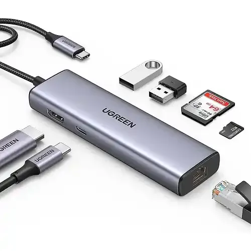 Adapter konverter Tip C 7/1 USB 3.0x2/Ethernet RJ45 /HDMI 4K 30HZ/PD 100W/SD/TF Slika 1