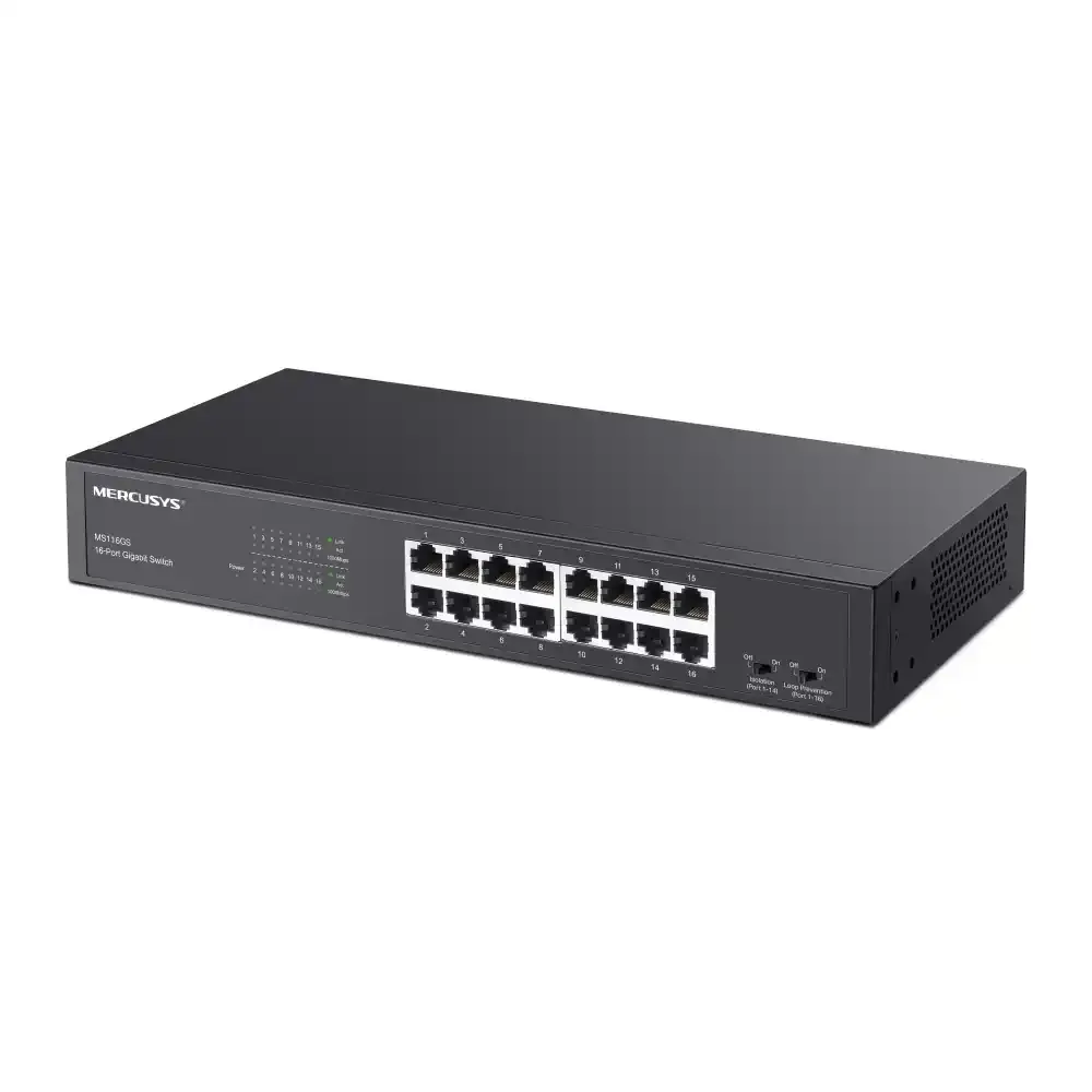 Svič 10/100/1000 16-port Mercusys MS116GS/Rackmount Slika 2
