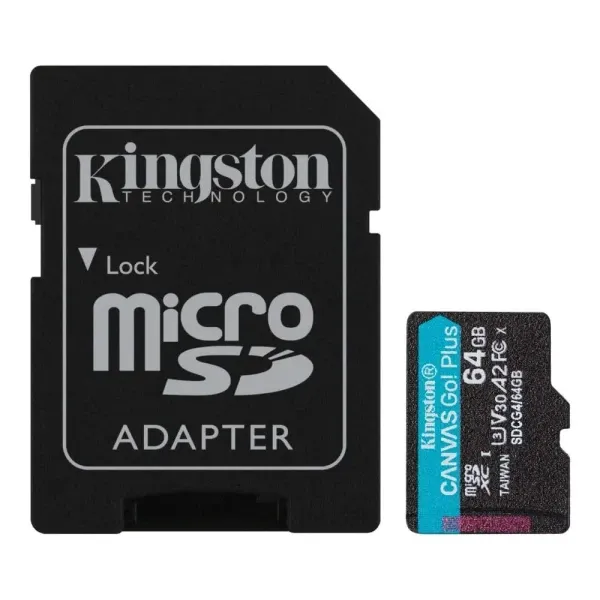 Micro SD Card 64GB Kingston+SD adapter SDCG4/64GB - 200/160 MB/s Slika 1