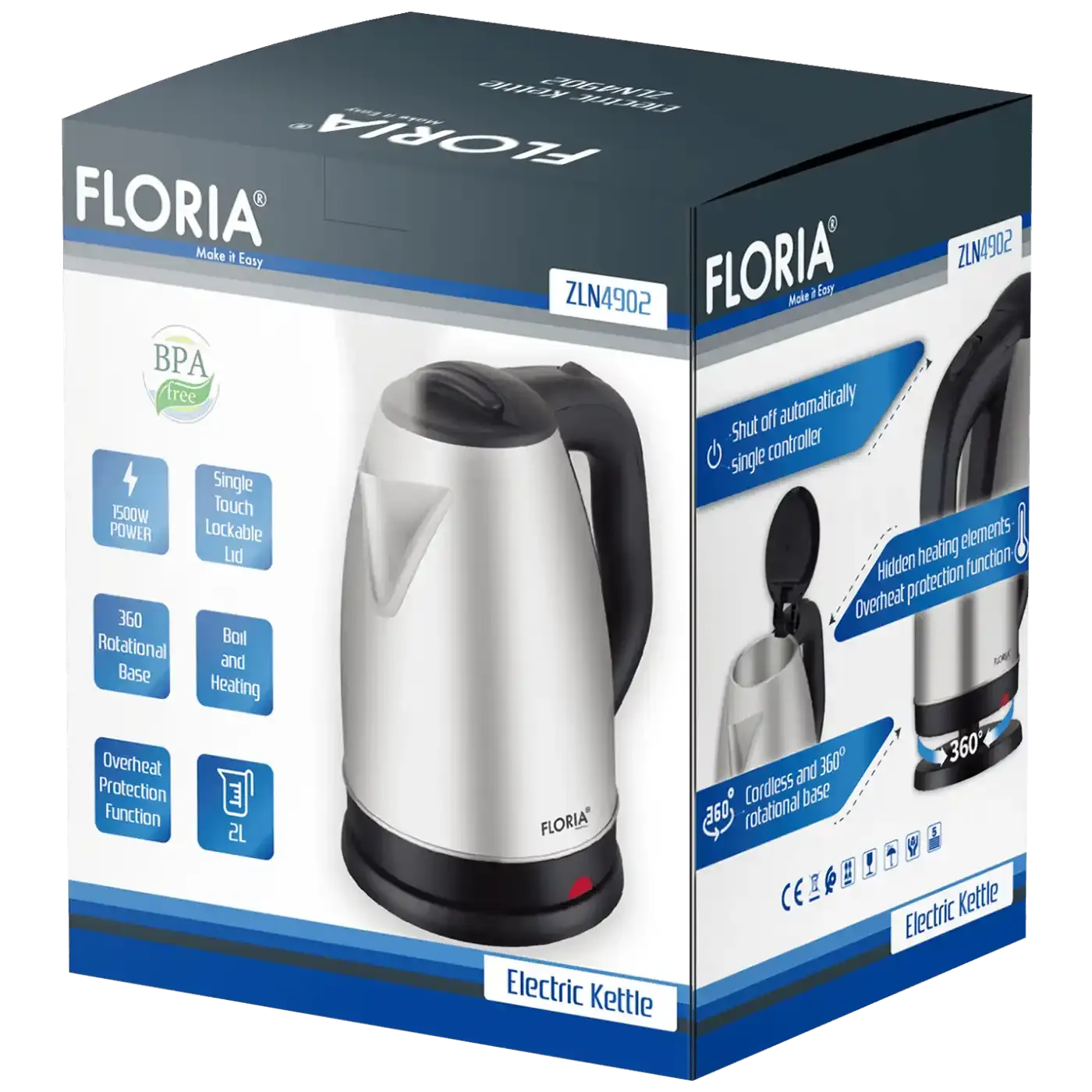 Kuvalo za vodu Zilan ZLN4902 inox/zapremina 2L Slika 2