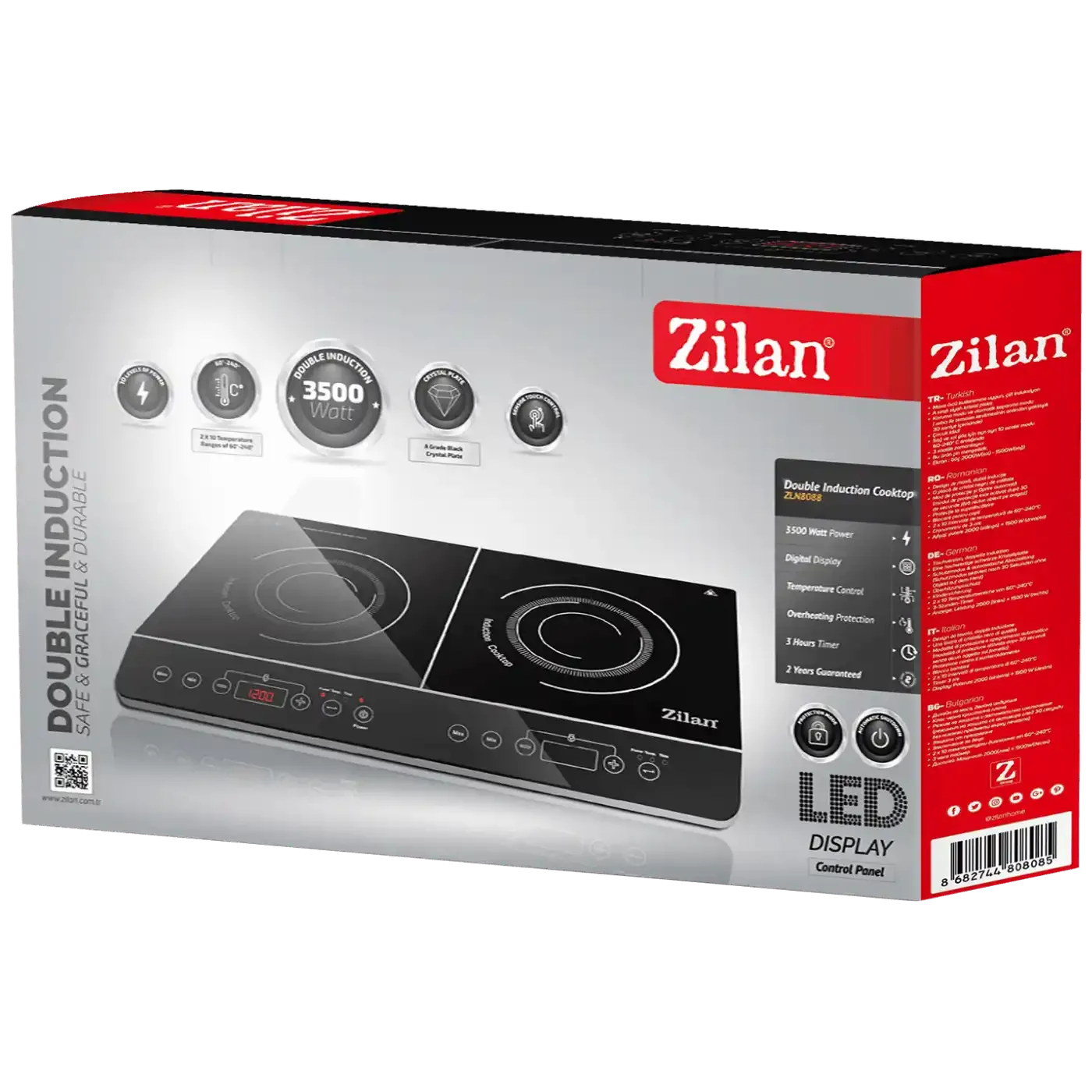 Indukcioni rešo ZILAN ZLN8088 dve grejne zone 3500W Slika 4