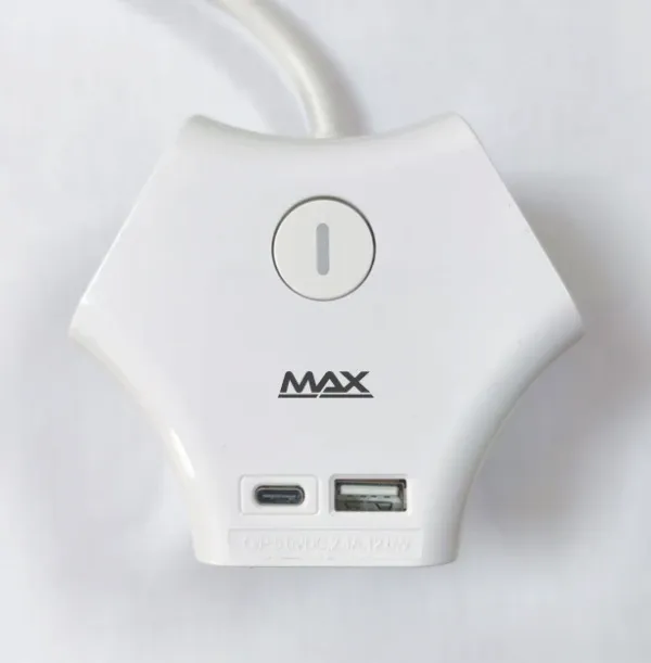 Produžni kabl sa prenaponskom zaštitom sa 3 utičnice MAX MPS-03UG-3M/3m/USB portovi(USB A + USB C ) Slika 3