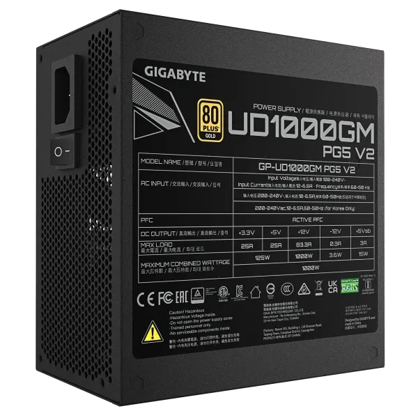 Napajanje 1000W Gigabyte GP-UD1000GM PG5 V2 GEU2 80+ Gold Slika 3