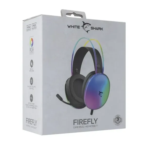 Slušalice sa mikrofonom White Shark FIREFLY 50mm/Multiplatform/RGB/Crna Slika 2