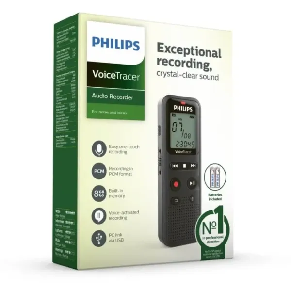 Diktafon Philips DVT1160 Mono/8GB/LCD/2x AAA Slika 2