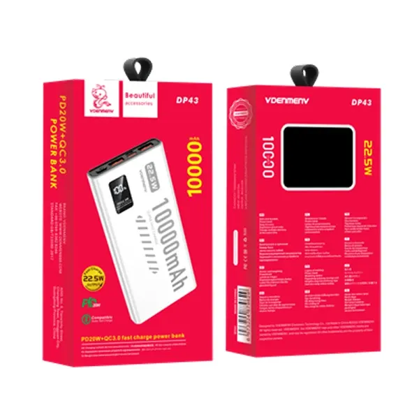 Power bank Denmen DP43 10000Mah Fast PD20W /QC3.0/ 2xTypeC/1xUSB-A Beli Slika 2
