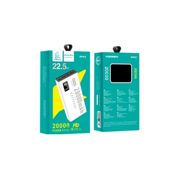 Power bank Denmen DP45 20000Mah Fast PD20W /QC3.0/ 2xTypeC/1xUSB-A Beli Slika 2