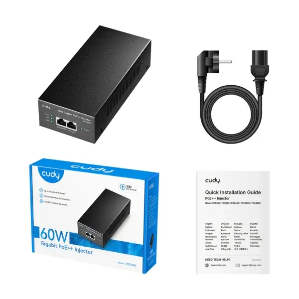 Adapter Cudy POE300 60W Gigabit PoE+/PoE Injector, 802.3at/802.3af Standard/domet 100 Metara Slika 2
