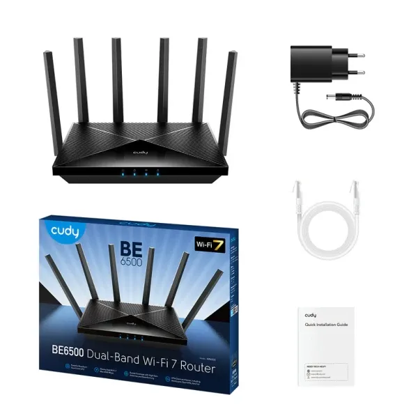 Wireless Mesh Router Cudy WR6500/BE6500 WiFi 7/2.4+5Ghz Wi-Fi 1W/5LAN Gbit/6xEXT Slika 2