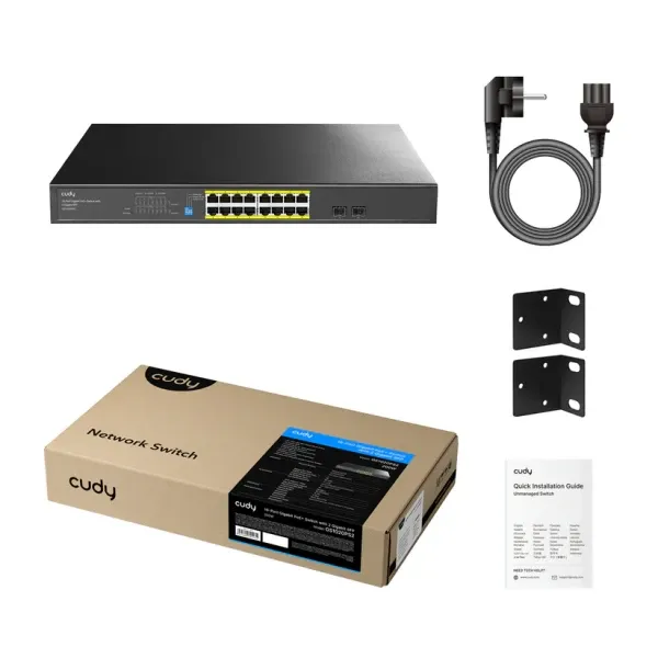 Svič 10/100/1000 16-port Cudy GS1020PS2 PoE+ sa 2x SFP porta 200W Slika 2