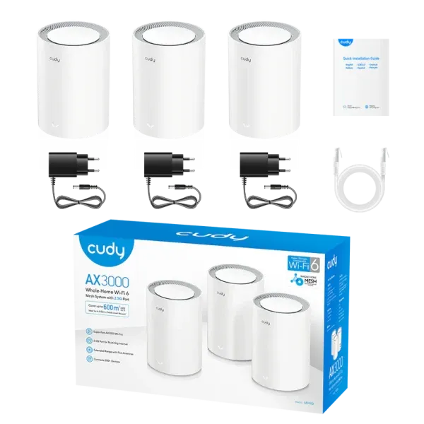 Whole Home Wi-Fi 6 Mesh System 2.5G Solution Cudy M3000 AX 3000 Dual Band(3-Pack) Slika 3