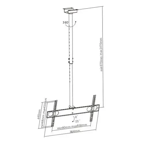 Plafonski TV nosač Kettz TVN-K1103 37-70/rotacija 360/max vesa 830x410/max 50kg Slika 2