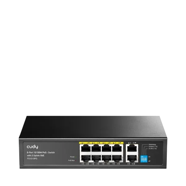 Svič 10/100 8+2-port PoE + 1Gbps RJ45 Cudy FS1010PG 120W Slika 1