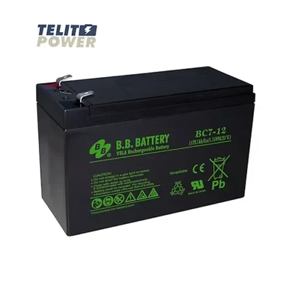 Baterija za UPS 12V 7Ah BC7-12 BB Battery terminal T2 Slika 1