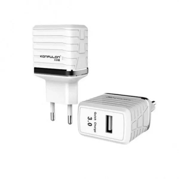 Kućni punjač Konfulon C32Q fast 18W USB-A + kabal USB-C Slika 1