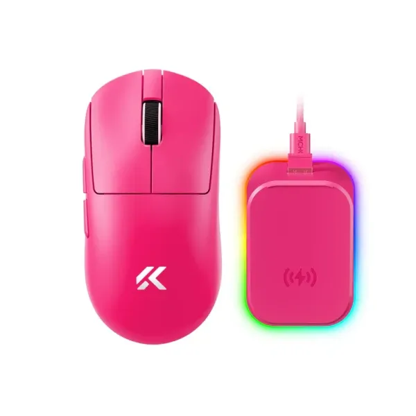 Bežični gaming miš MCHOSE A7 V2 Ultra Plus Rose Red /PAW 3950 TI/8K Hz/Omron Mechanical Slika 1