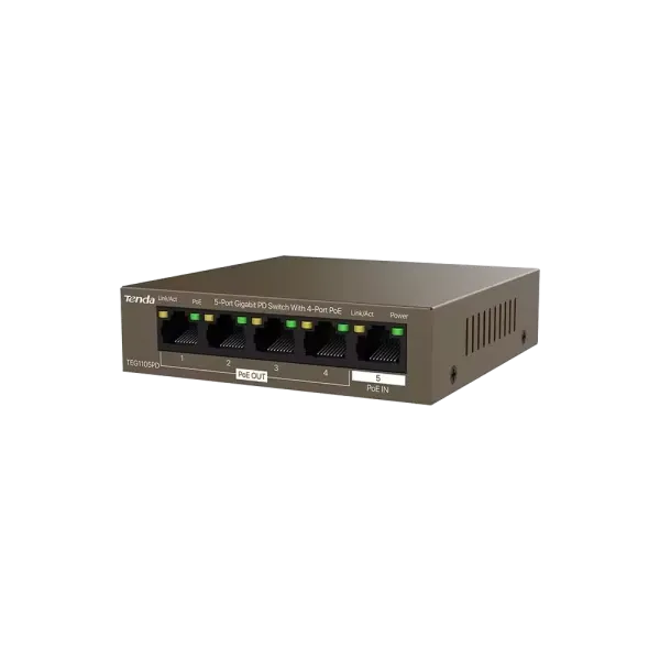 Svič 10/100/1000 5-Port PSE i PD Tenda TEG1105PD/4-Port PoE OUT/1-Port PoE IN Slika 3