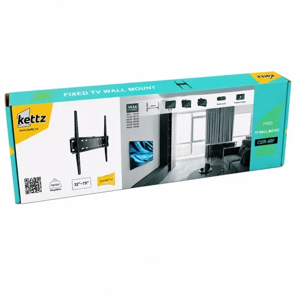 Nosač za TV Kettz CER-40F 32-75/vesa max 400x400/45kg/fiksni Slika 4