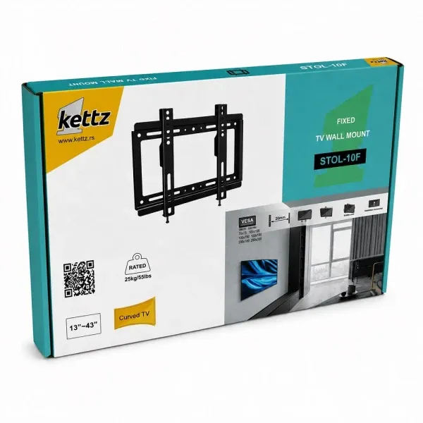 Nosač za TV Kettz STOL-10F 13-43/vesa max 200x200/25kg/fiksni Slika 3