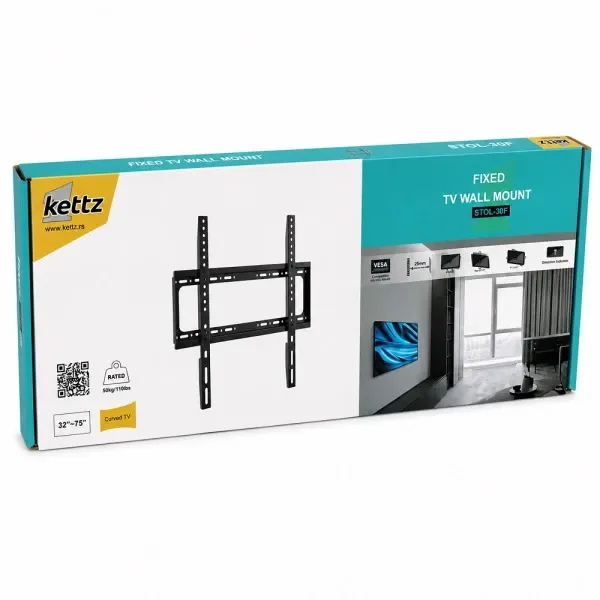 Nosač za TV Kettz STOL-30F 32-75/vesa max 400x400/50kg/fiksni Slika 2