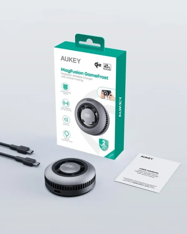 Bežični punjač sa aktivnim hlađenjem Aukey LC-G10 Qi2 15W Slika 3