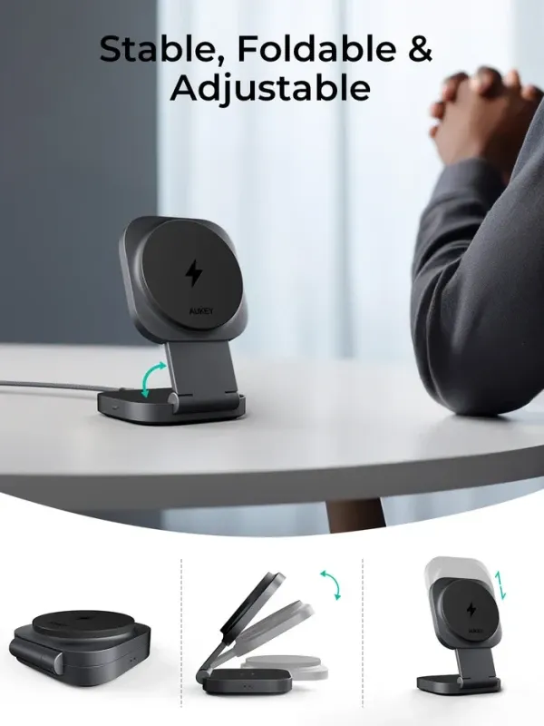 Bežični magnetni punjač za brzo punjenje AUKEY LC-MC211 2-u-1 Qi2 25W Slika 2