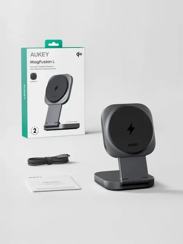 Bežični magnetni punjač za brzo punjenje AUKEY LC-MC211 2-u-1 Qi2 25W Slika 4