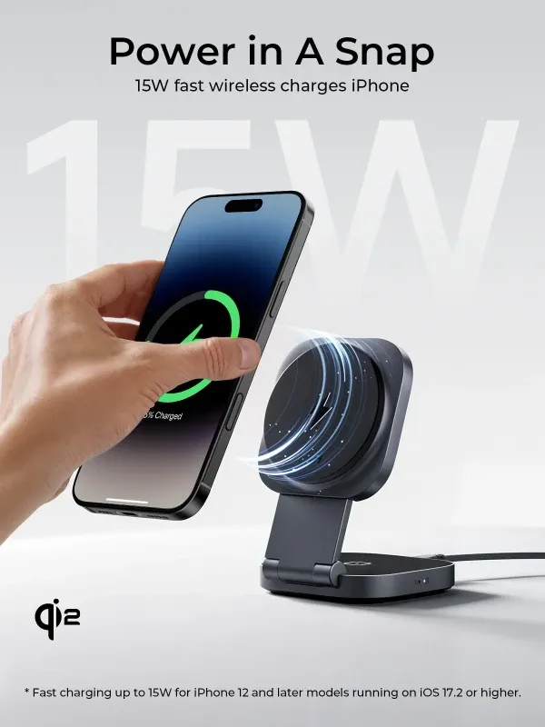 Bežični magnetni punjač za brzo punjenje AUKEY LC-MC211 2-u-1 Qi2 25W Slika 3