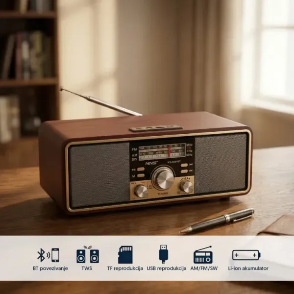 Retro bluetooth radio Elementa 6681BT/B Slika 2